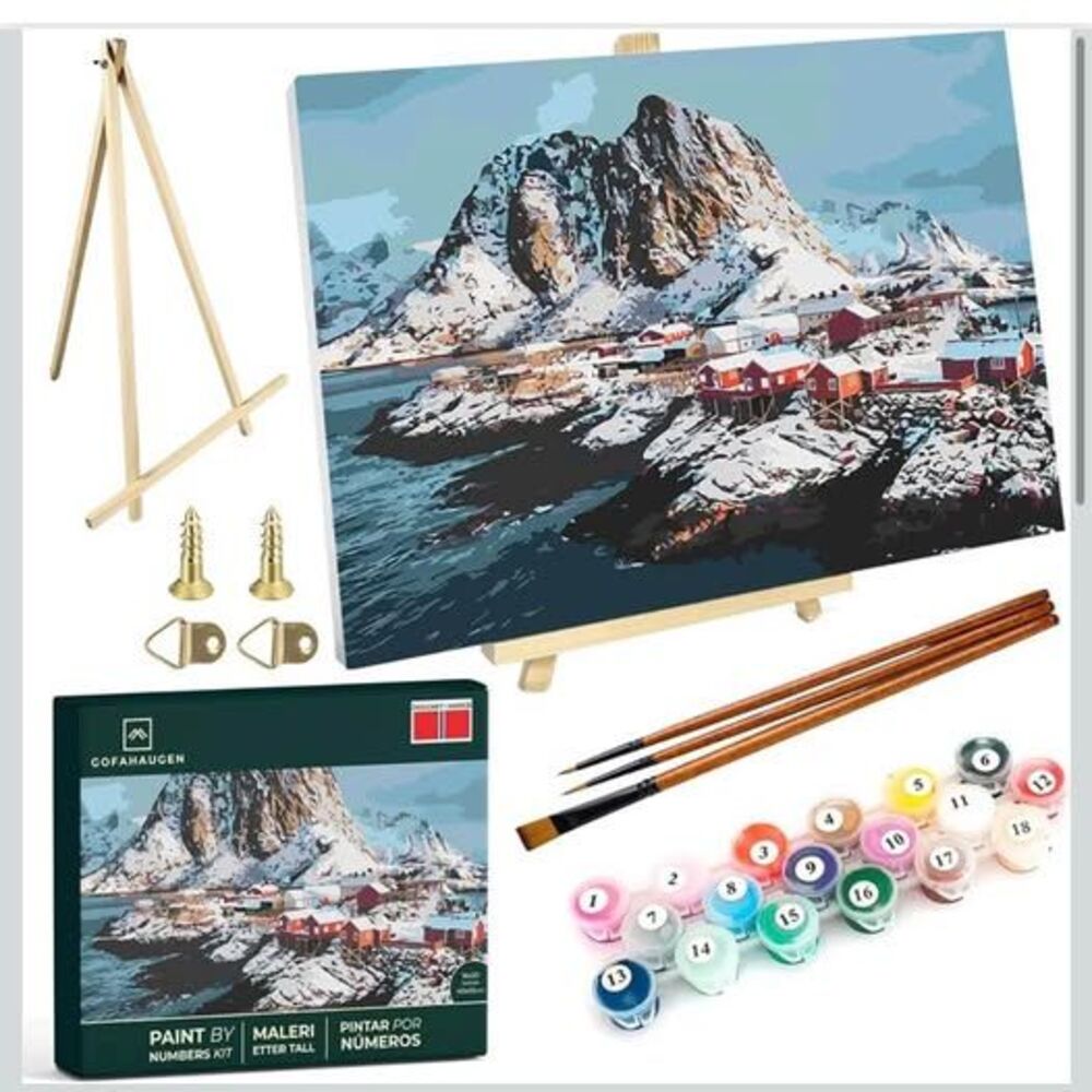 Framed Paint by Numbers Kit for Adults 16x20in,Premium Brushes, Nordic Landscape